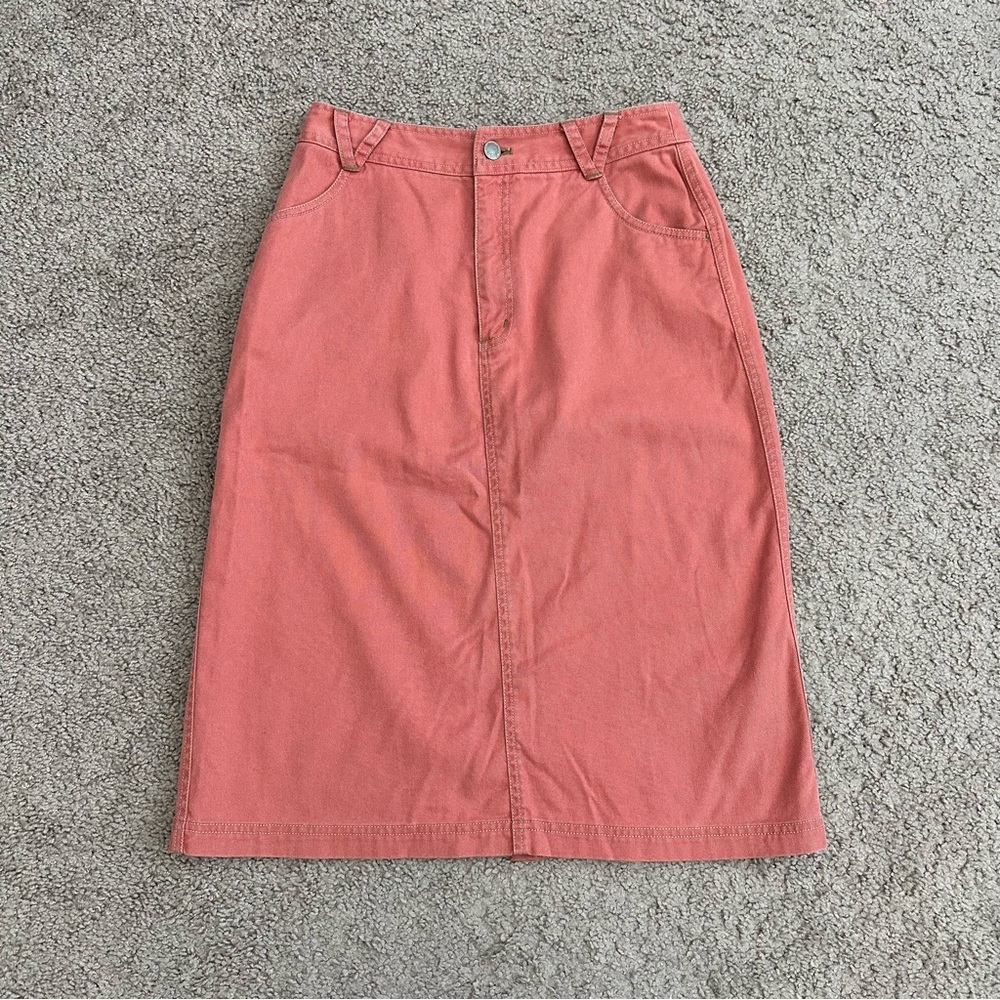J.Jill Midi Twill Mauve Coral Skirt Womens Size 6